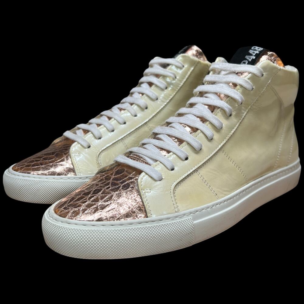 P448 Star 2.0 Women's Sz 39/Us 8.5-9 Mid Top Sneakers Pearl Snake Side Zip. READ